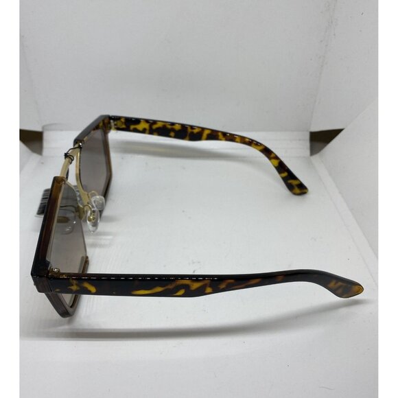 Retro Sunglasses Tortoise Brown and Gold Frame Brown Lens Gold Bumblebee Detail - Picture 5 of 7